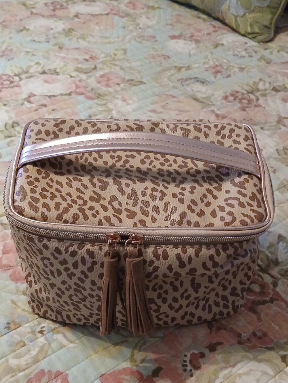 Leopard Print Cosmetic Train Case - Beige/Tan Ipsy 2019 Bag